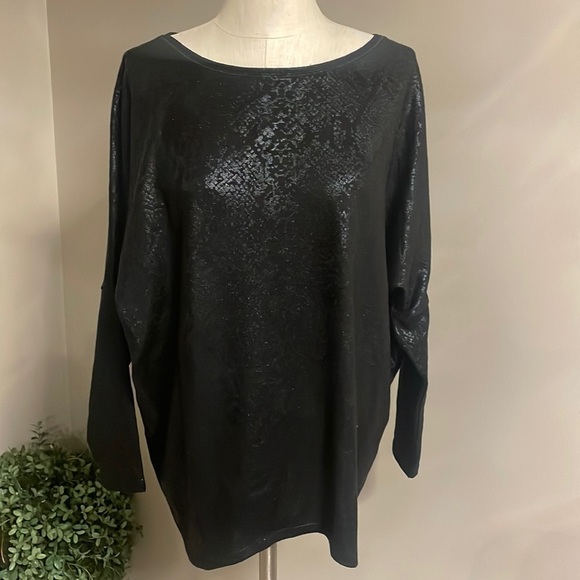 White House Black Markey knit tunic top python scales foil dolman sleeves blk SM - Picture 3 of 12